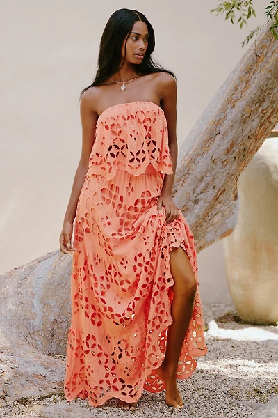 Tiare Hawaii Bora Embroidered Midi Skirt
