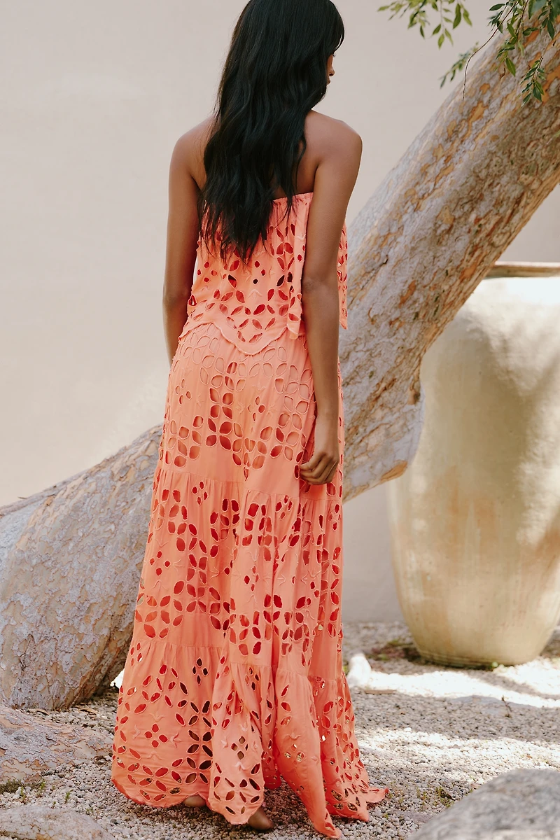 Tiare Hawaii Bora Embroidered Midi Skirt