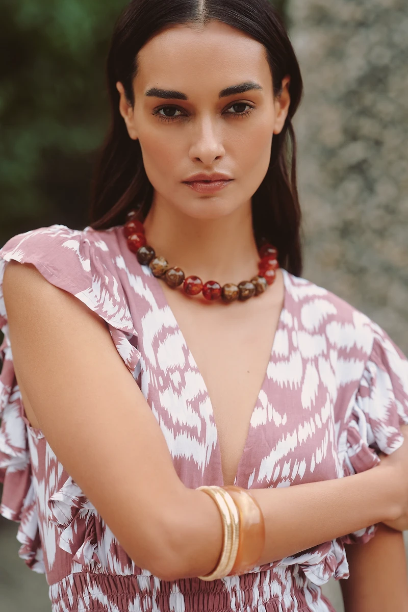 Tiare Hawaii Dahlia Ruffled V-Neck Maxi Dress