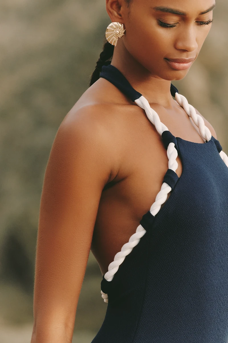 NAU Bikinis Rope Trim Halter One-Piece Swimsuit