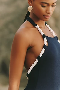 NAU Bikinis Rope Trim Halter One-Piece Swimsuit