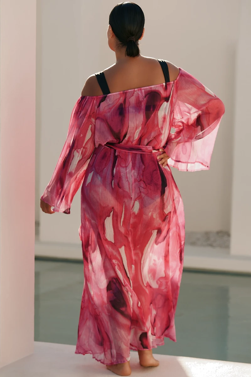 Villa Fresca Malia Plus Pleated Cover-Up Maxi Dress