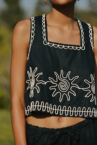 LSPACE x Rails Akira Linen Embroidered Crop Top