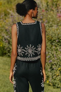 LSPACE x Rails Akira Linen Embroidered Crop Top
