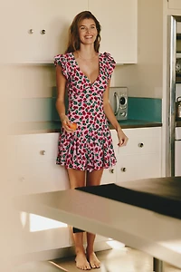 Beach Riot Lennie Flutter Sleeve V-Neck Mini Dress