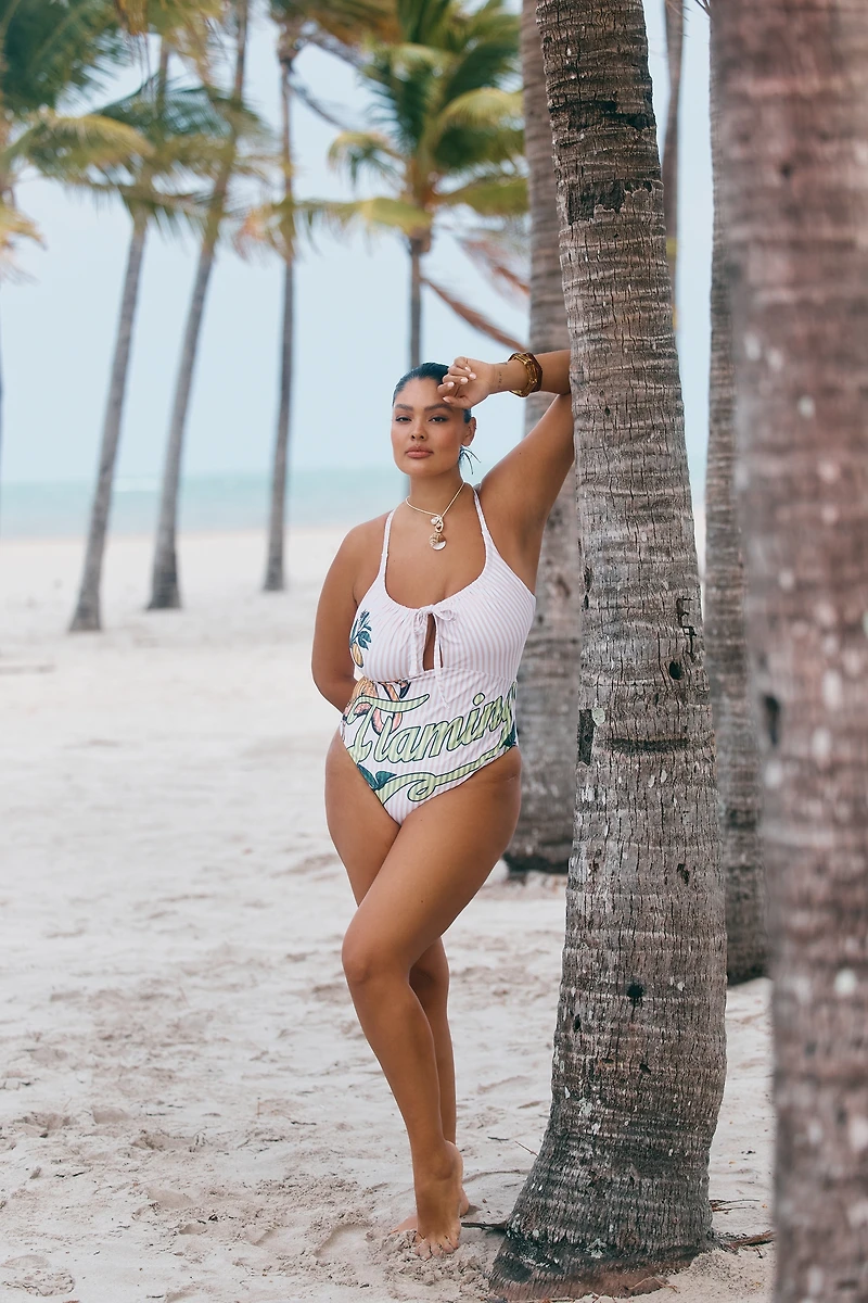 Celandine Printed Tie-Front One-Piece Swimsuit