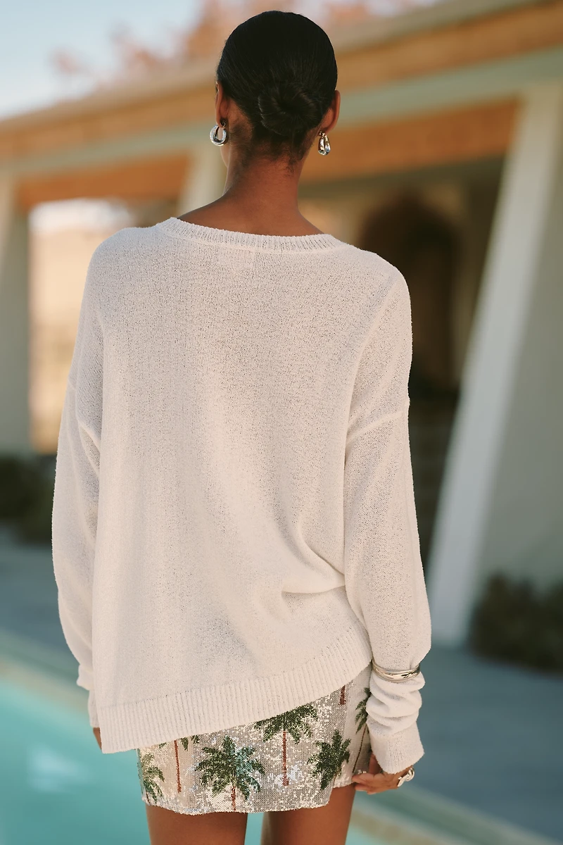 Show Me Your Mumu Woodsy Embroidered Crew-Neck Sweater