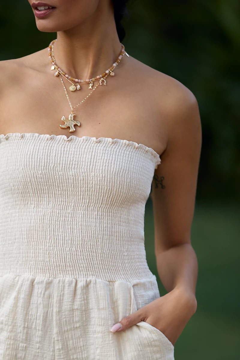 Peixoto Torey Strapless Smocked Romper