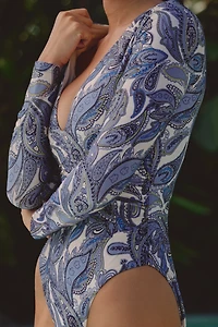 JETS Oasis Paisley Long-Sleeve One-Piece Swimsuit