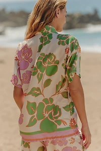 Maaji Floating Blooms Short-Sleeve Buttondown Top