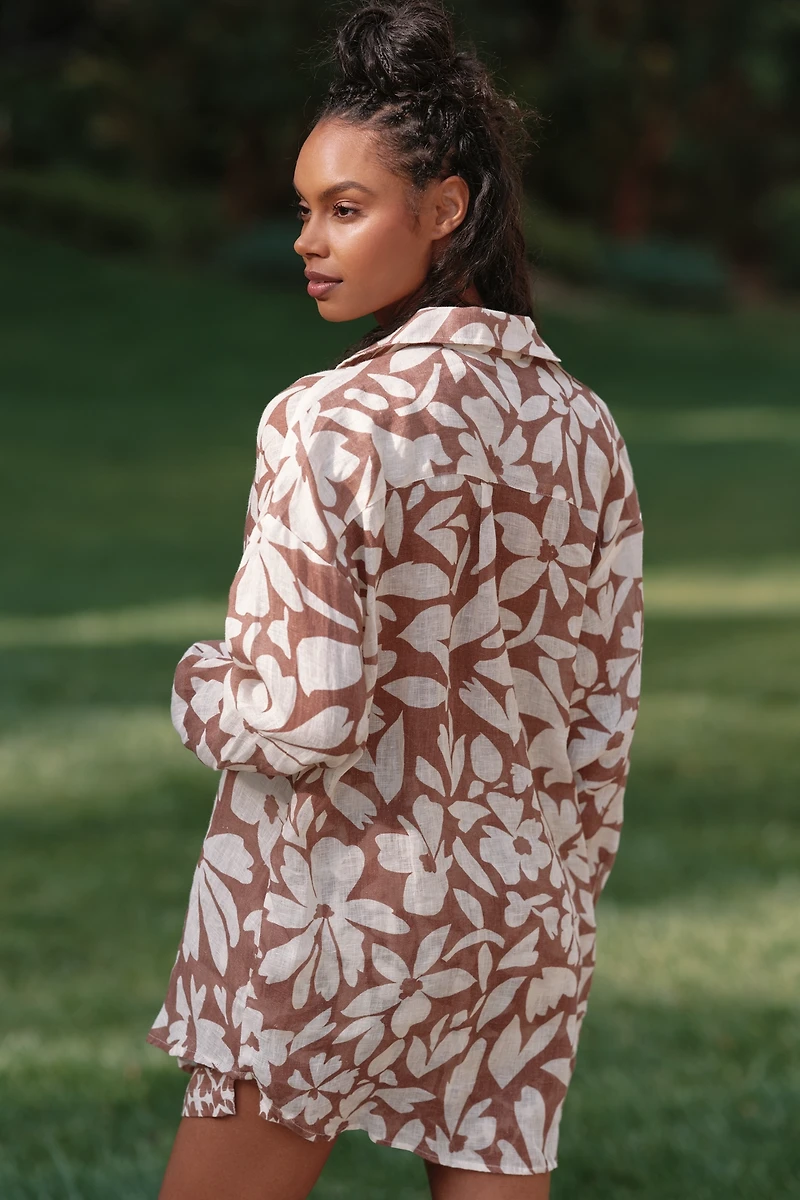 Vitamin A Playa Linen Boyfriend Buttondown Shirt