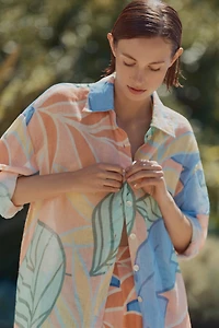 Vitamin A Playa Boyfriend Linen Buttondown Shirt