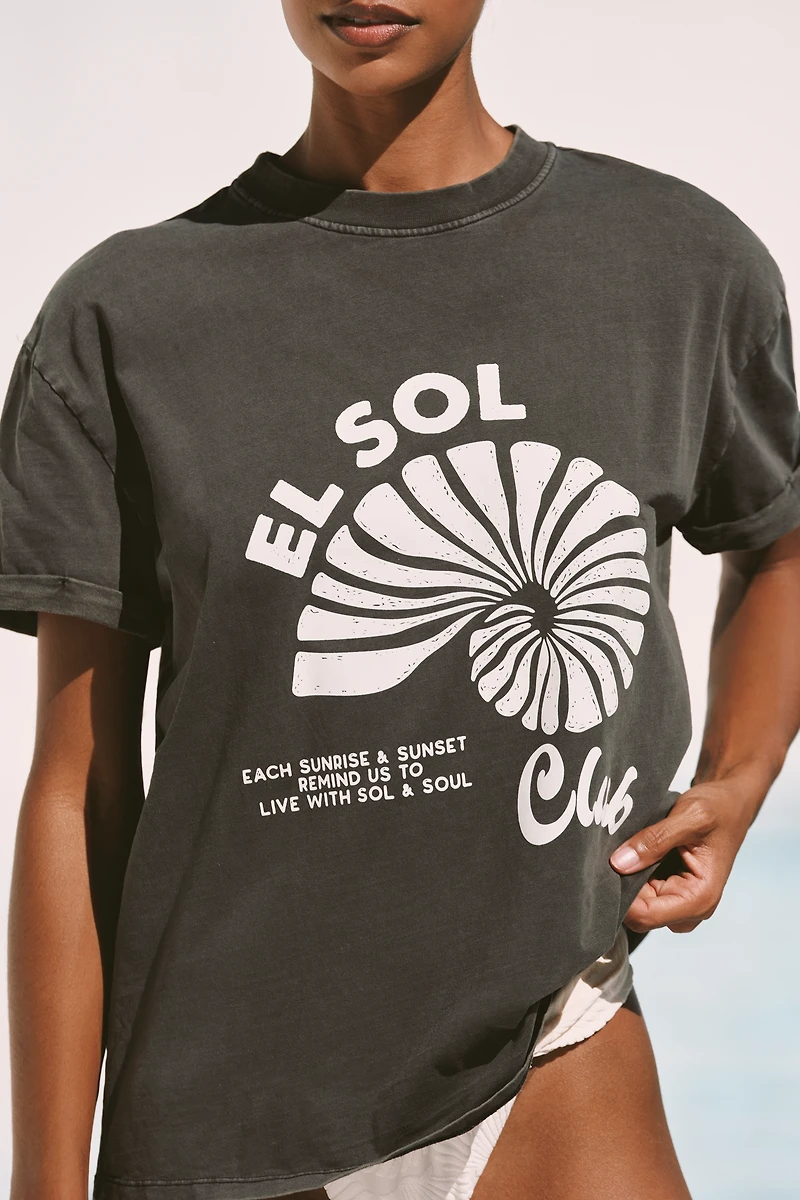 Malai El Sol Club Oversized Graphic Tee