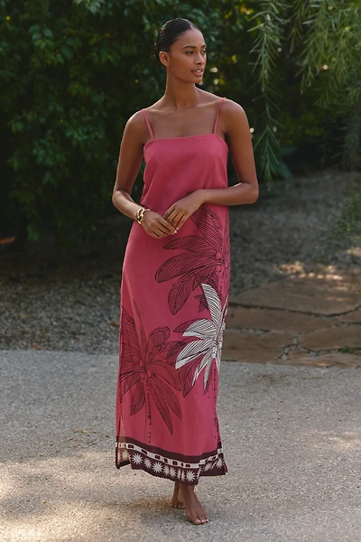 Malai Tropical Wine Maxi Dress