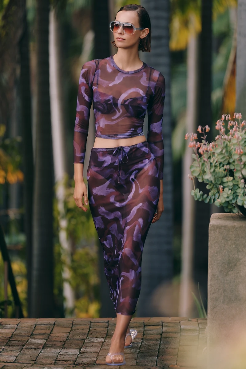 Malai Sleek Mesh Long Sleeve Top