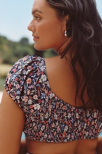 Hutch Marin Smocked Cap-Sleeve Bikini Top