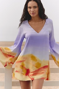 SIGAL Trapeze Bell-Sleeve Mini Dress