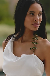 AZULU Zane Asymmetric Embellished Linen Jumpsuit