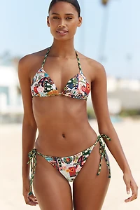 Agua Bendita Lolita Embroidered Tie Bikini Top