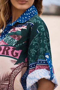 Agua Bendita x Anthropologie Chrissy Short-Sleeve Buttondown Shirt