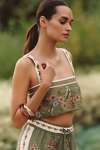 Agua Bendita Senja Square-Neck Crop Top