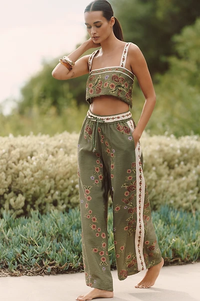 Agua Bendita Janis Drawstring Wide-Leg Pants