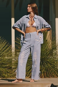 Agua Bendita Oprah Embroidered Tie-Up Pants