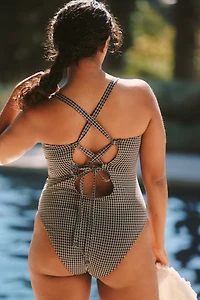 Andie Swim Plus Fiji Houndstooth One-Piece Swimsuit