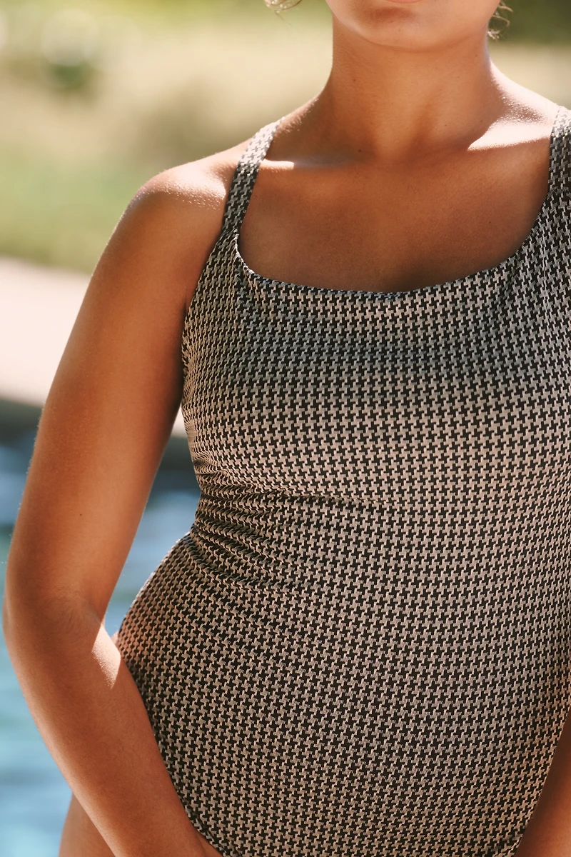 Andie Swim Plus Fiji Houndstooth One-Piece Swimsuit
