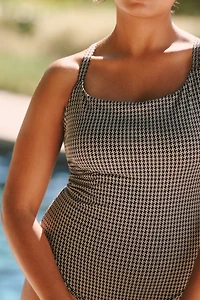 Andie Swim Plus Fiji Houndstooth One-Piece Swimsuit