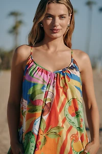 Farm Rio Summer Picnic Sleeveless V-Neck Midi Dress