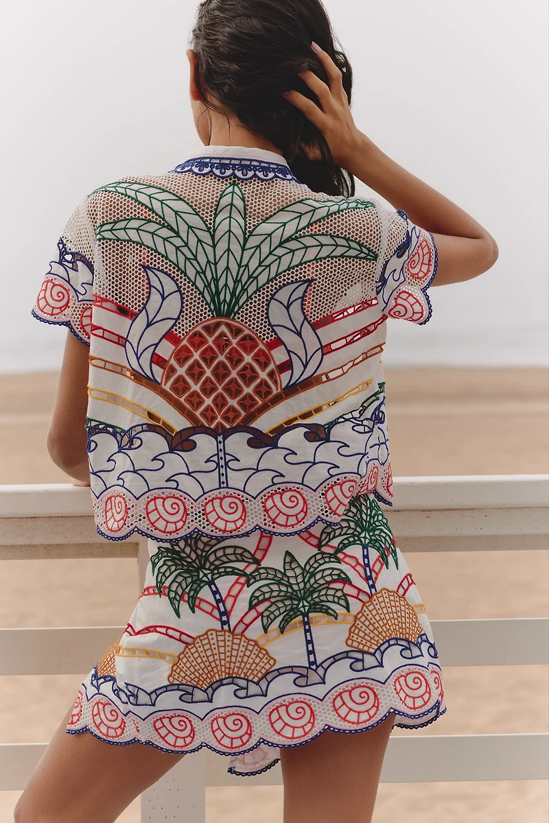 Farm Rio Tropical Graphic Richelieu Buttondown Shirt