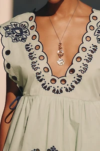 Farm Rio Cotton Tropi Eyelet Mini Dress