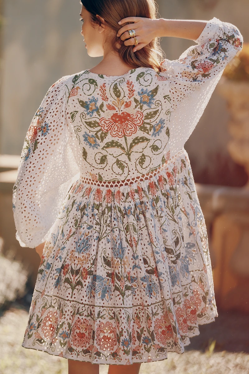 Farm Rio Stitched Garden Mini Dress