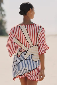 Farm Rio Navy Stripes Mini Dress