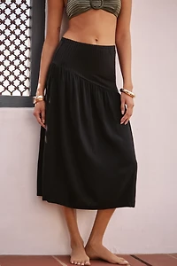 Sanctuary Asymmetric Drop-Waist Midi Skirt