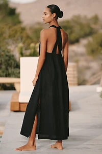 Sanctuary V-Neck Twist Cotton Linen Maxi Dress