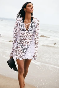 PQ Swim Noah Sheer Lace Tunic Mini Dress