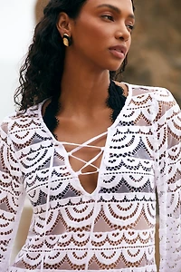 PQ Swim Noah Sheer Lace Tunic Mini Dress