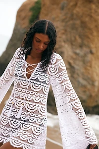 PQ Swim Noah Sheer Lace Tunic Mini Dress