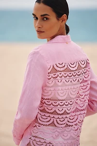 PQ Swim Linen Blend Lace Millie Tie Tunic Cover-Up