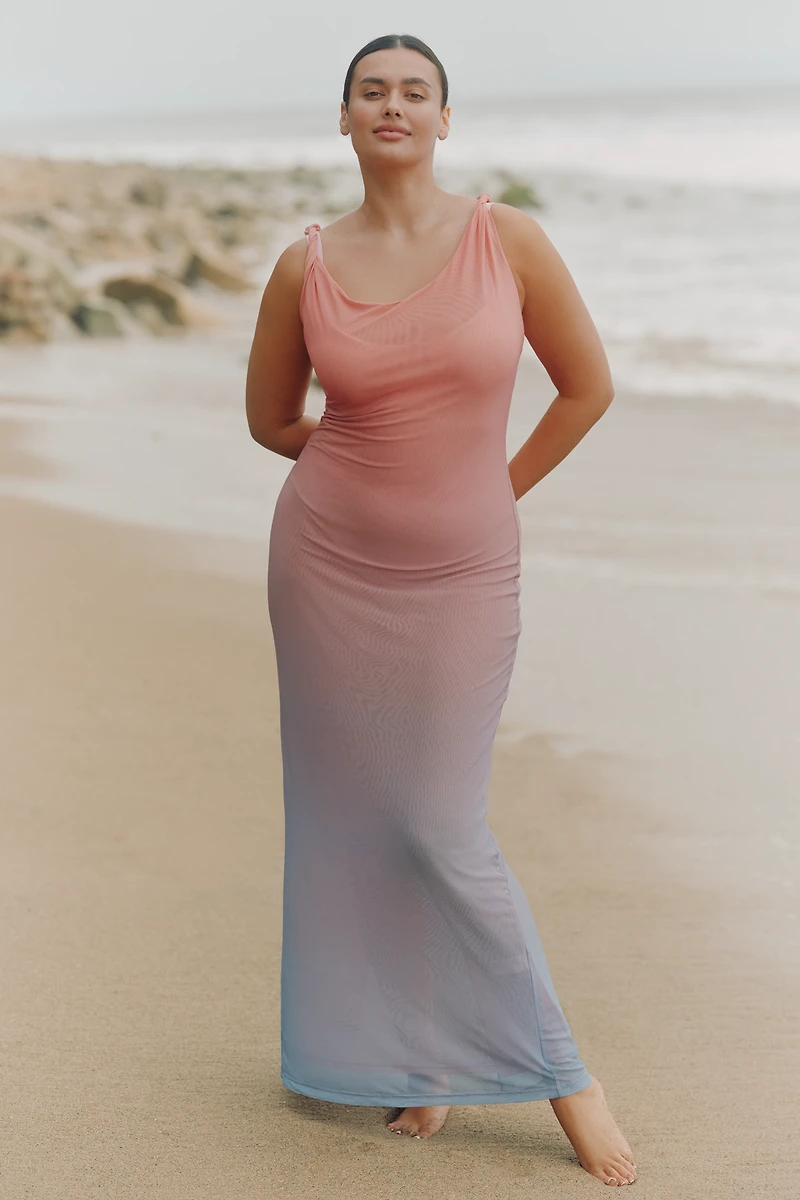 Good American Mesh Twist Maxi Dress