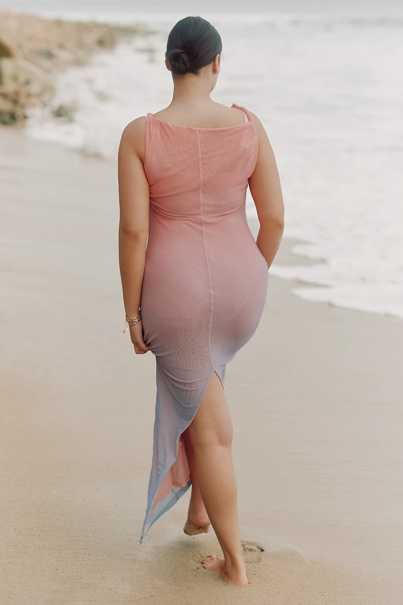Good American Mesh Twist Maxi Dress