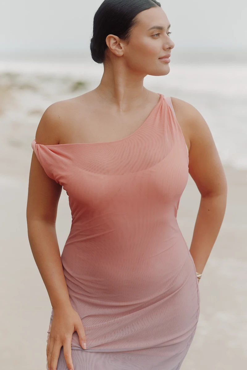 Good American Mesh Twist Maxi Dress