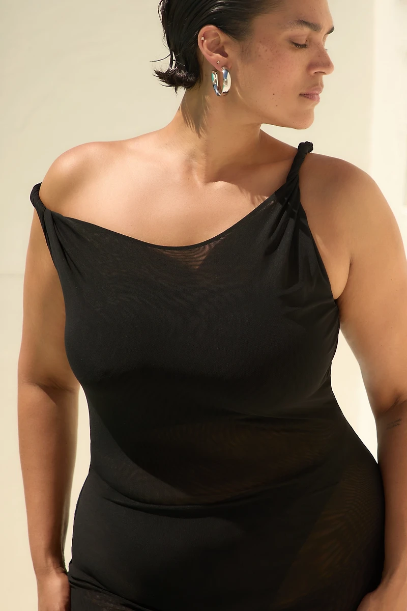 Good American Mesh Twist Maxi Dress