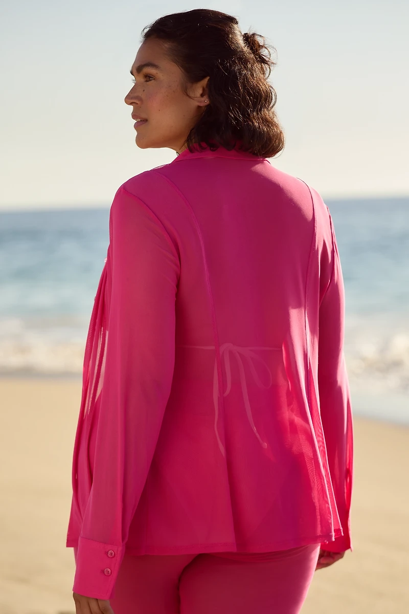Good American Plus Mesh Cover-Up Shirt