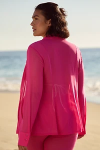 Good American Plus Mesh Cover-Up Shirt