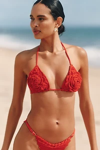 Capittana Rose Red Crochet Bikini Top