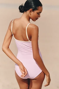 Oceanus Tiffany Beaded One-Piece Swimsuit