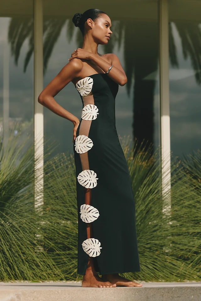 Delfi Collective Cristi Strapless Lace Cutout Maxi Dress | Hawthorn Mall